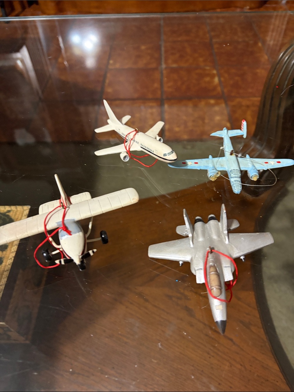 Source Unknown Mini Airplane Ornament Set - White, Silver, Blue, Cream